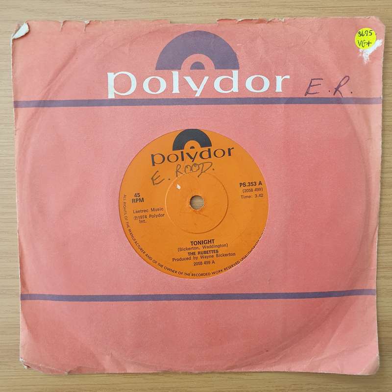 The Rubettes  Tonight - Vinyl 7" Record - Very-Good+ Quality (VG+) (verygoodplus)