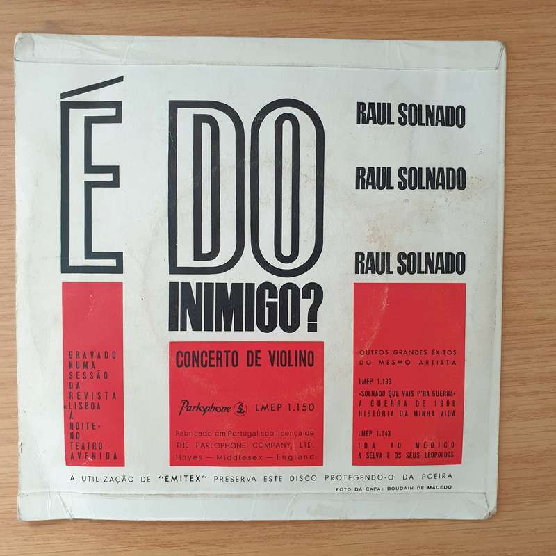 Raul Solnado  É Do Inimigo - Vinyl 7" Record - Very-Good+ Quality (VG+) (verygoodplus)