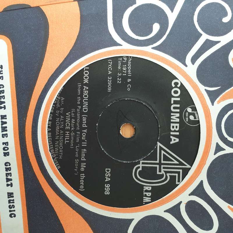 Vince Hill  Look Around (And You'll Find Me There) - Vinyl 7" Record - Very-Good+ Quality (VG+...