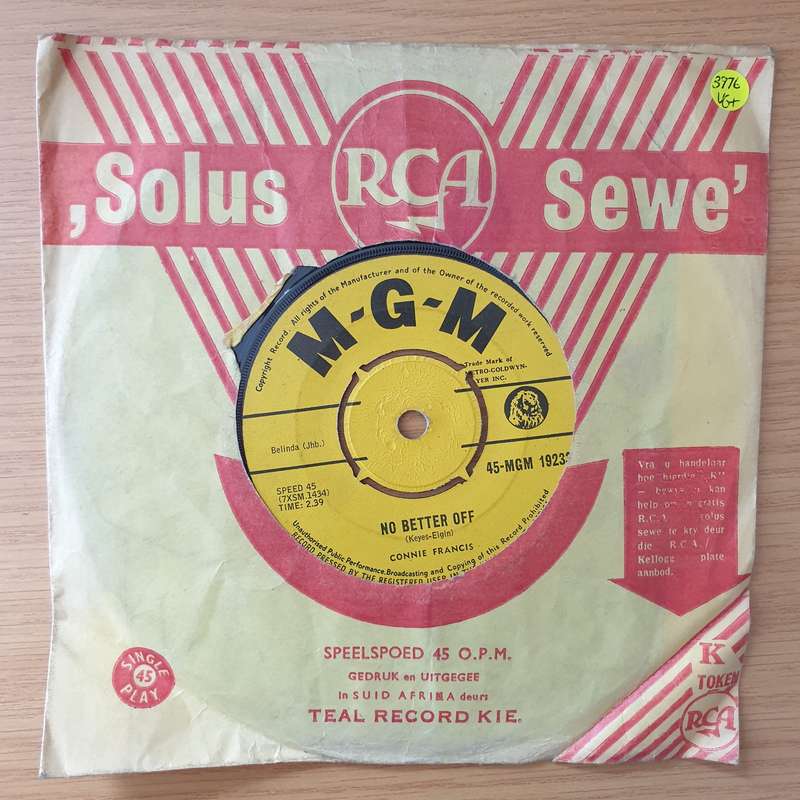 Connie Francis  Forget Domani (Forget Tomorrow) / No Better Off - Vinyl 7" Record - Very-Good+...
