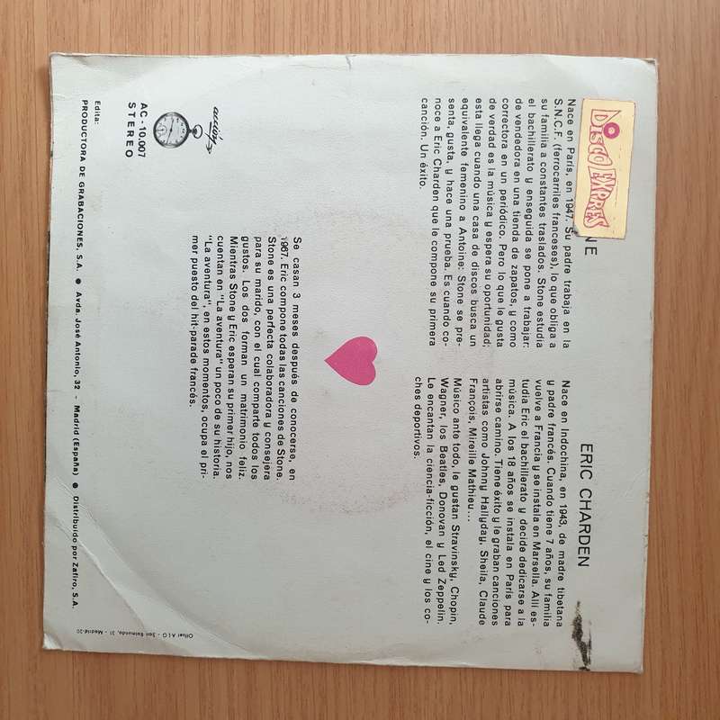 Stone Y Eric  La Aventura - Vinyl 7" Record - Very-Good+ Quality (VG+) (verygoodplus)