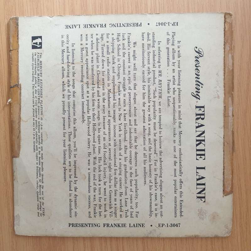 Frankie Laine  Presenting Frankie Laine - Vinyl 7" Record - Very-Good+ Quality (VG+) (verygood...