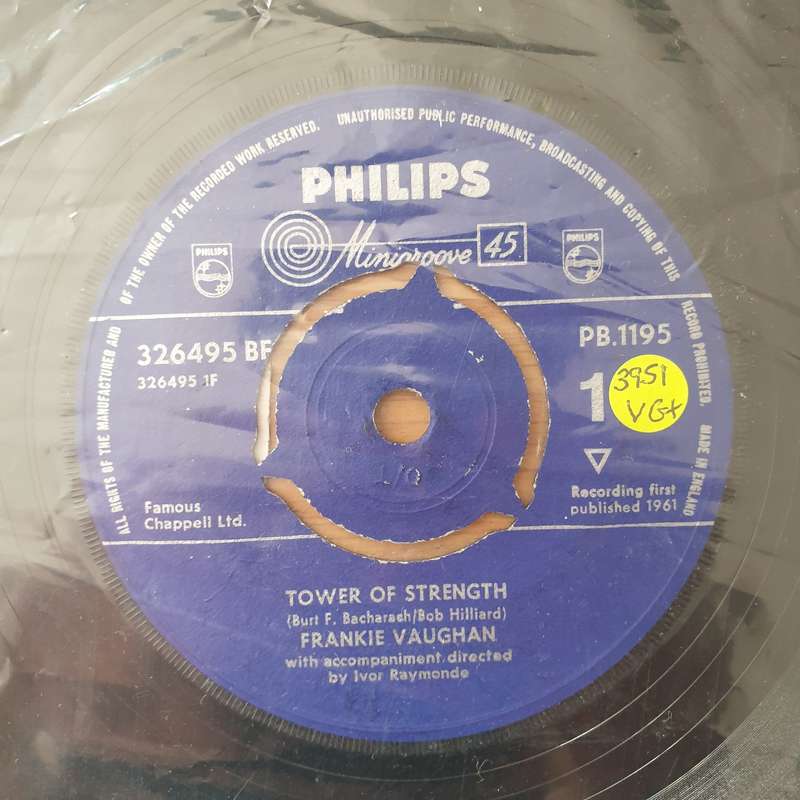 Frankie Vaughan  Tower Of Strength - Vinyl 7" Record - Very-Good+ Quality (VG+) (verygoodplus)