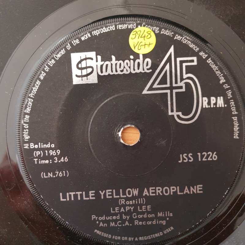 Leapy Lee  Little Yellow Aeroplane / Boom Boom - Vinyl 7" Record - Very-Good+ Quality (VG+) (v...