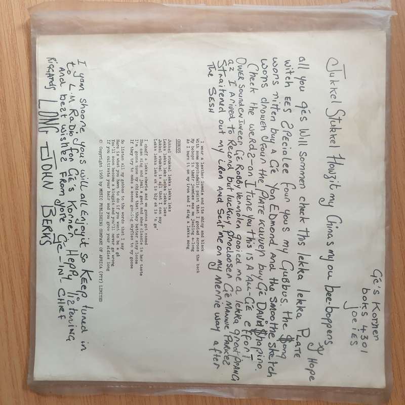 Long John Berks   Ek Is 'n Gé - Vinyl 7" Record - Very-Good+ Quality (VG+) (verygoodplus)