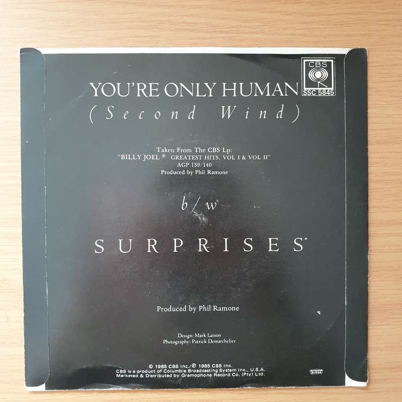 Billy Joel  You're Only Human (Second Wind) - Vinyl 7" Record - Very-Good+ Quality (VG+) (very...
