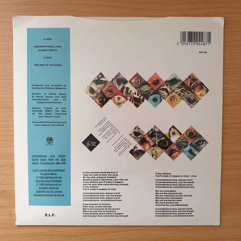 Gentlemen Without Weapons  Unconditional Love (Planet Earth) - Vinyl 7" Record - Very-Good+ Qu...
