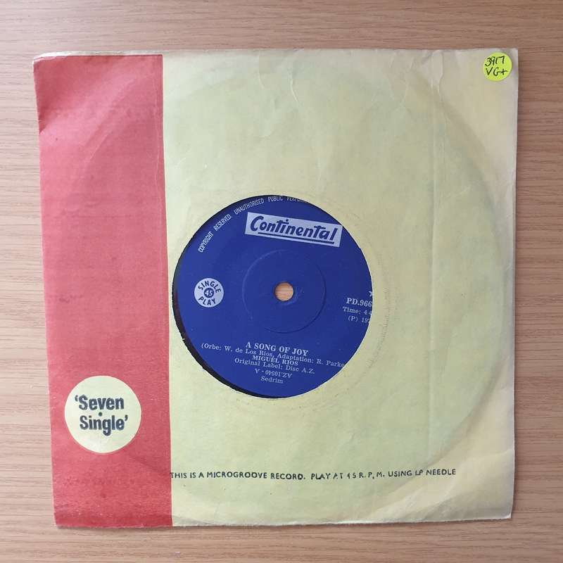 Miguel Ríos  A Song Of Joy - Vinyl 7" Record - Very-Good+ Quality (VG+) (verygoodplus)