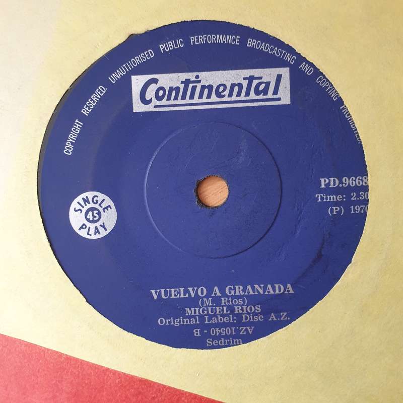 Miguel Ríos  A Song Of Joy - Vinyl 7" Record - Very-Good+ Quality (VG+) (verygoodplus)