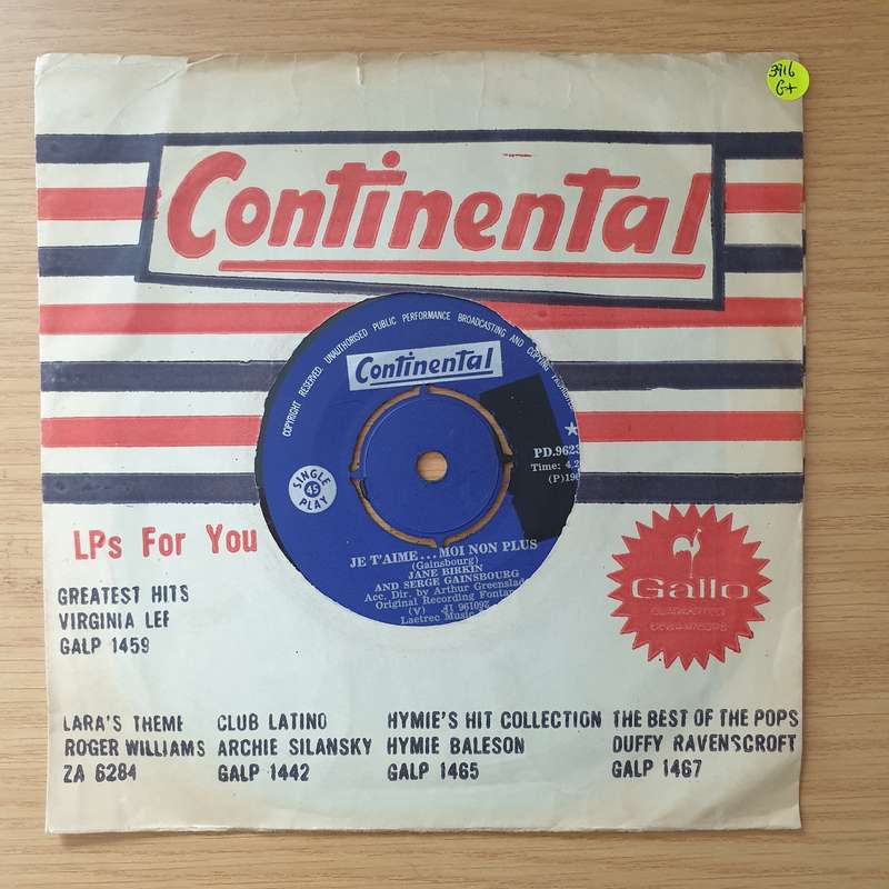 Jane Birkin And Serge Gainsbourg  Je T'aime... Moi Non Plus - Vinyl 7" Record - Good+ Quality ...