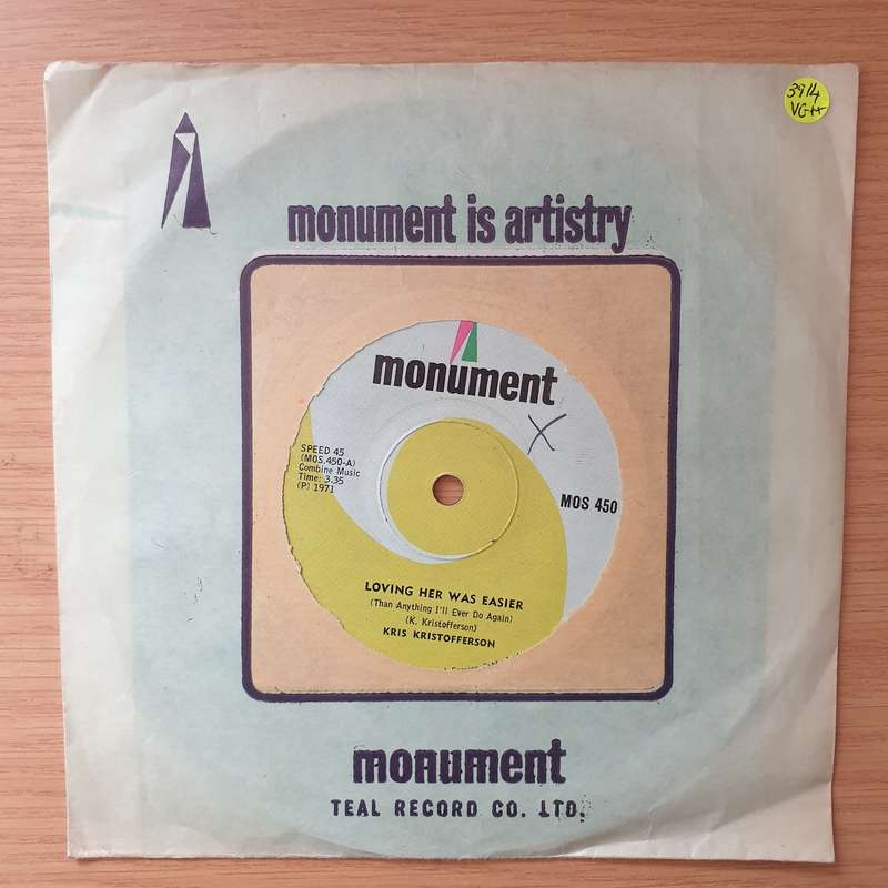 Kris Kristofferson  Loving Her Was Easier (Than Anything I'll Ever Do Again) - Vinyl 7" Record...