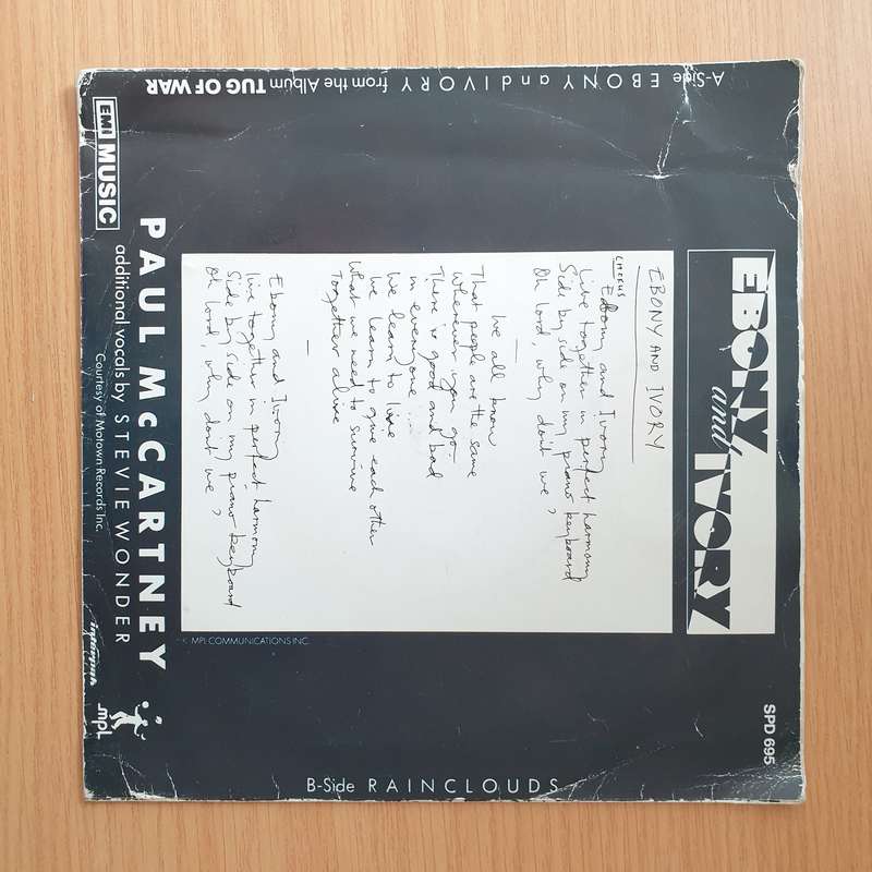Paul McCartney  Ebony And Ivory - Vinyl 7" Record - Very-Good+ Quality (VG+) (verygoodplus)