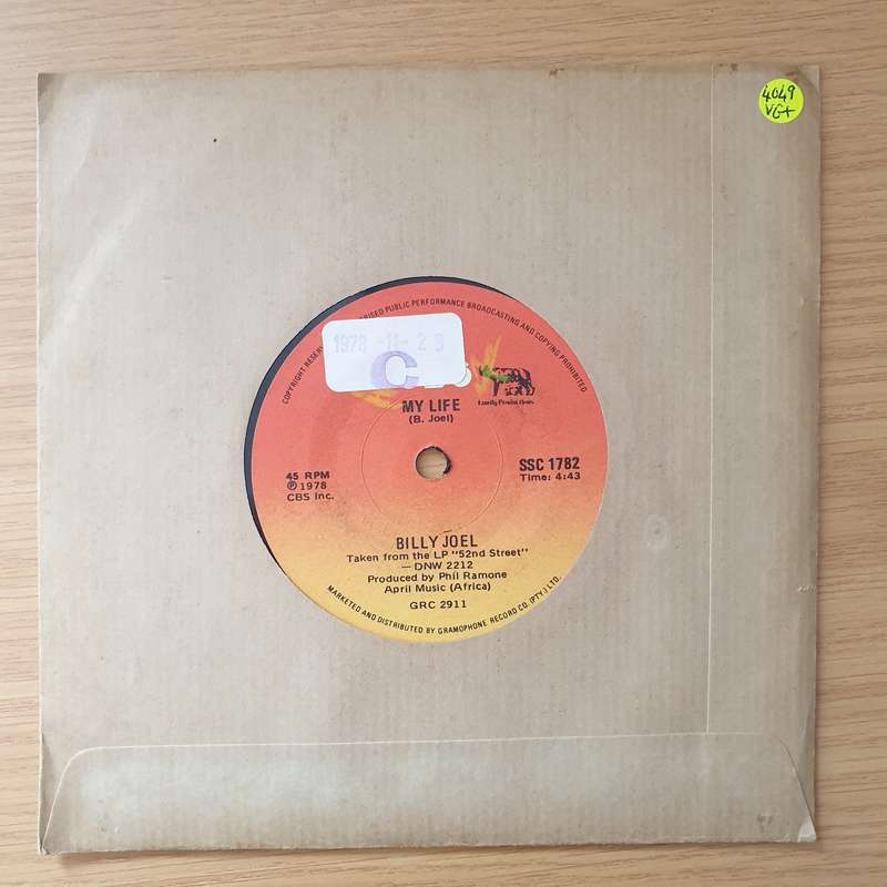 Billy Joel  My Life - Vinyl 7" Record - Very-Good+ Quality (VG+) (verygoodplus)