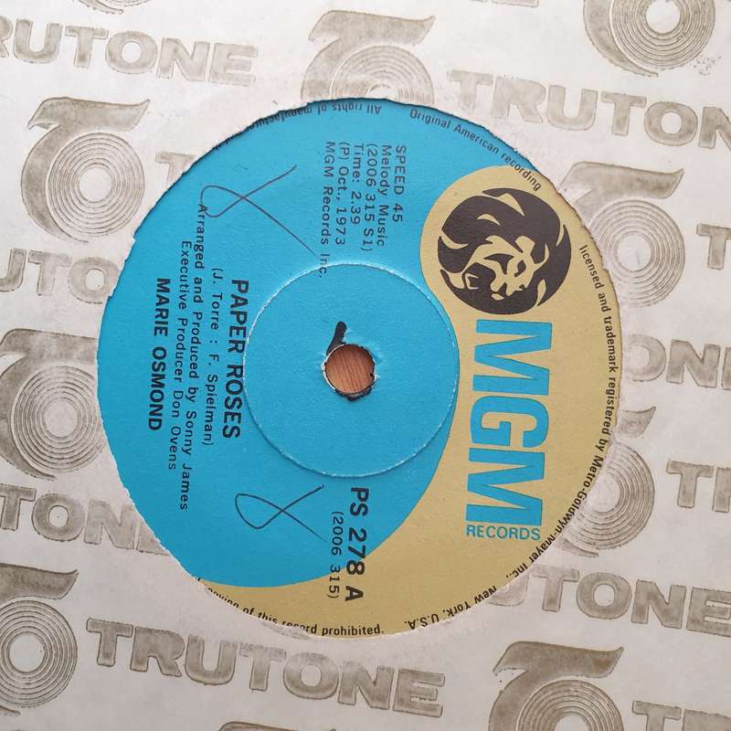 Marie Osmond  Paper Roses / Least Of All You - Vinyl 7" Record - Very-Good+ Quality (VG+) (ver...