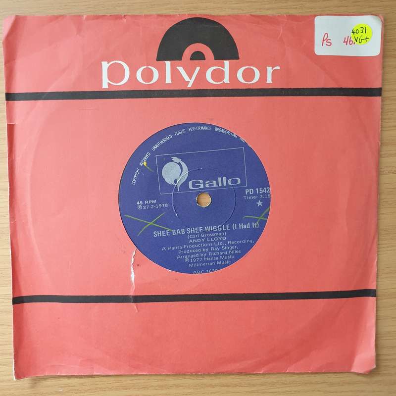 Andy Lloyd  Shee Bab Shee Wiggle (I Had It) / The Birds And The Bees - Vinyl 7" Record - Very-...