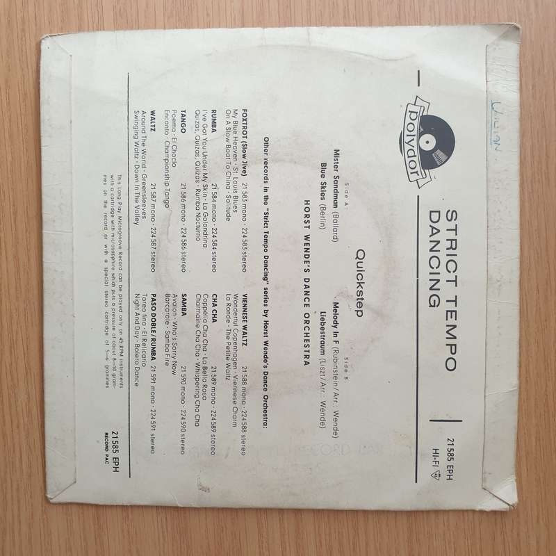 Horst Wende's Dance Orchestra  Strict Tempo Dancing - Quickstep - Vinyl 7" Record - Very-Good+...