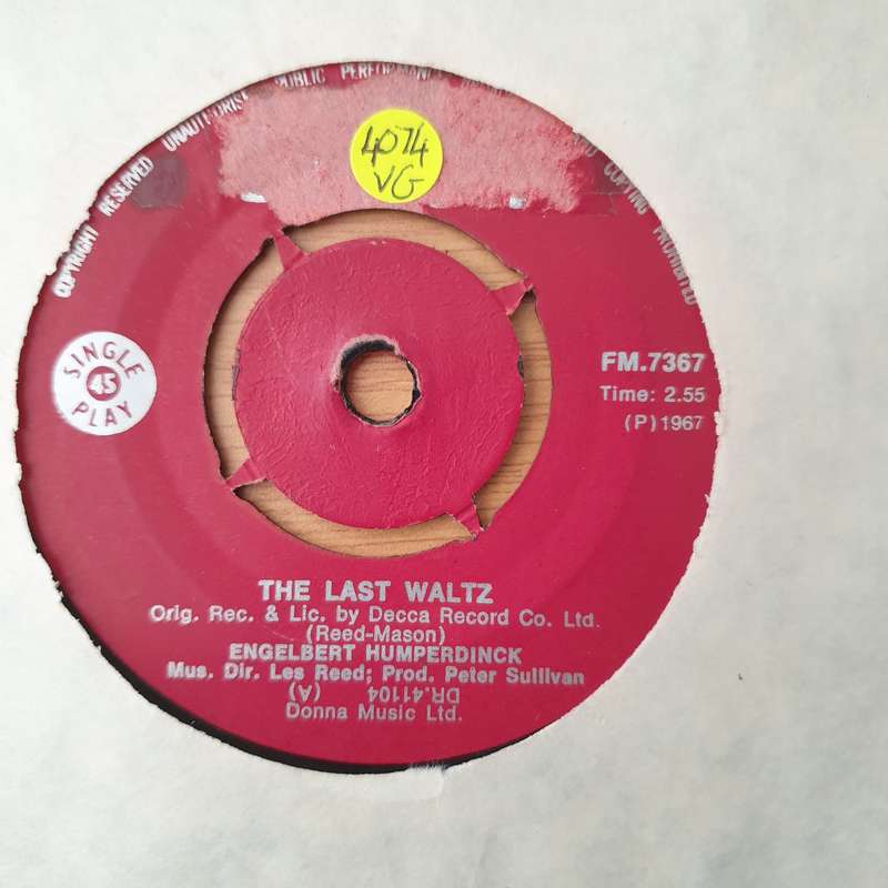 Engelbert Humperdinck  The Last Waltz / That Promise - Vinyl 7" Record - Very-Good Quality (VG...