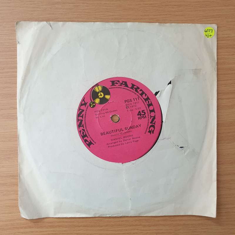 Daniel Boone   Beautiful Sunday - Vinyl 7" Record - Very-Good+ Quality (VG+) (verygoodplus)