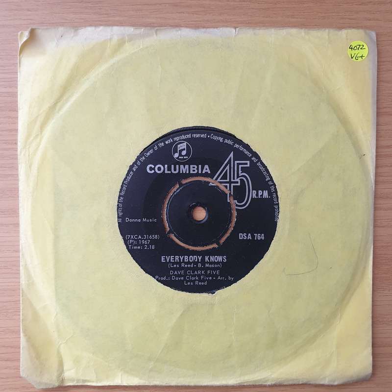 The Dave Clark Five  Everybody Knows - Vinyl 7" Record - Very-Good+ Quality (VG+) (verygoodplus)