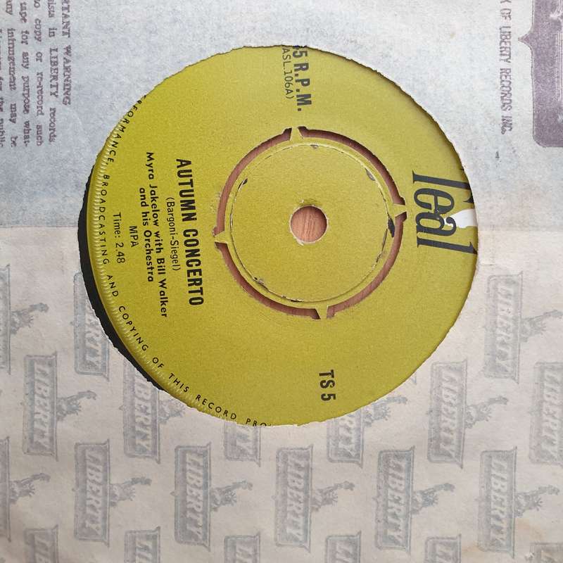 Myra Jakelow With Bill Walker And His Orchestra  Autumn Concerto / Till - Vinyl 7" Record - Ve...