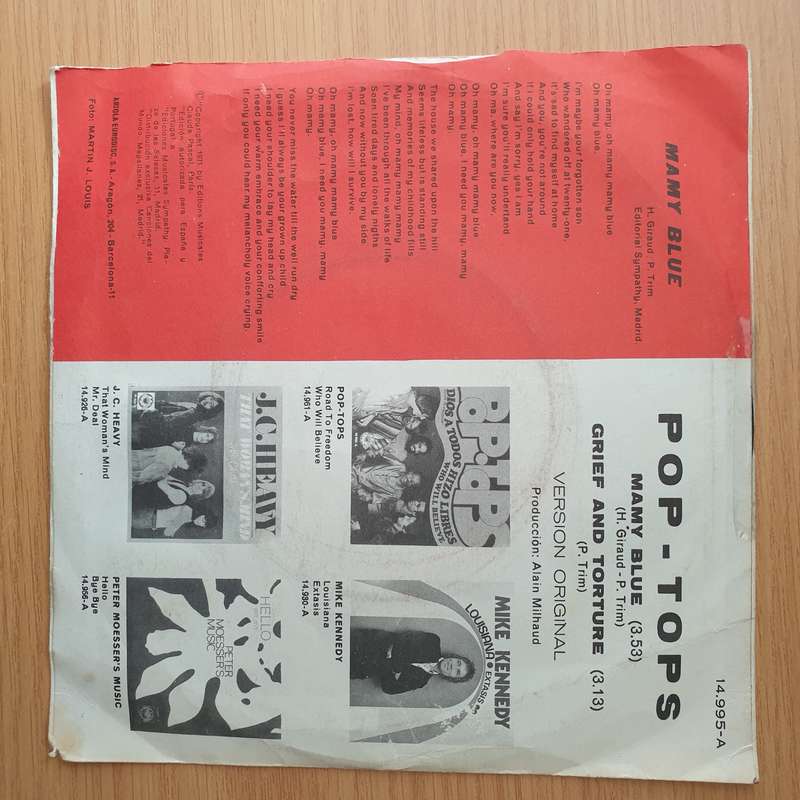 Pop-Tops  Mamy Blue - Vinyl 7" Record - Very-Good+ Quality (VG+) (verygoodplus)