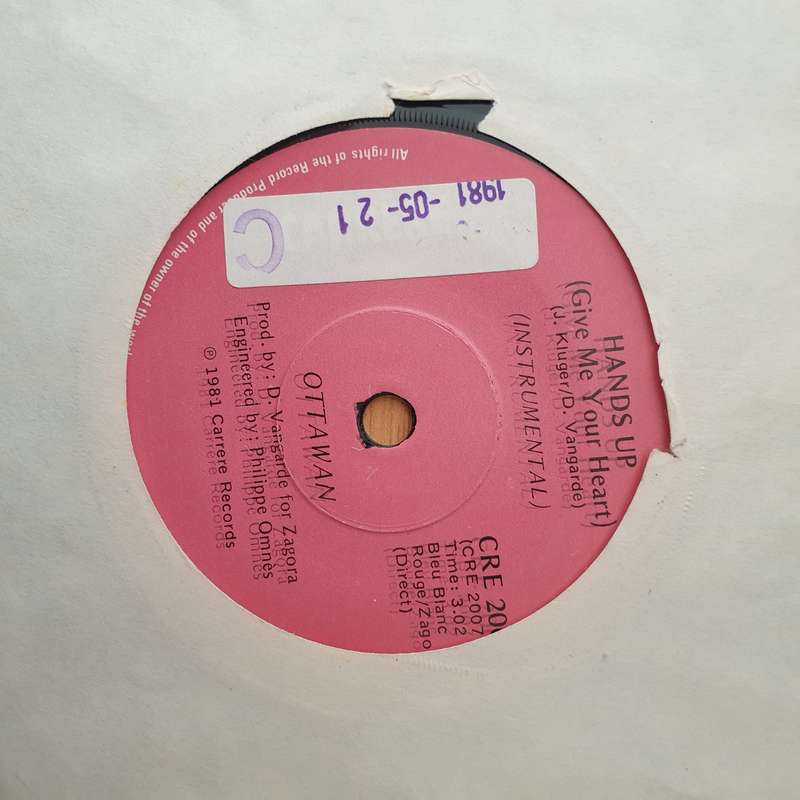 Ottawan  Hands Up (Give Me Your Heart) - Vinyl 7" Record - Very-Good+ Quality (VG+) (verygoodp...