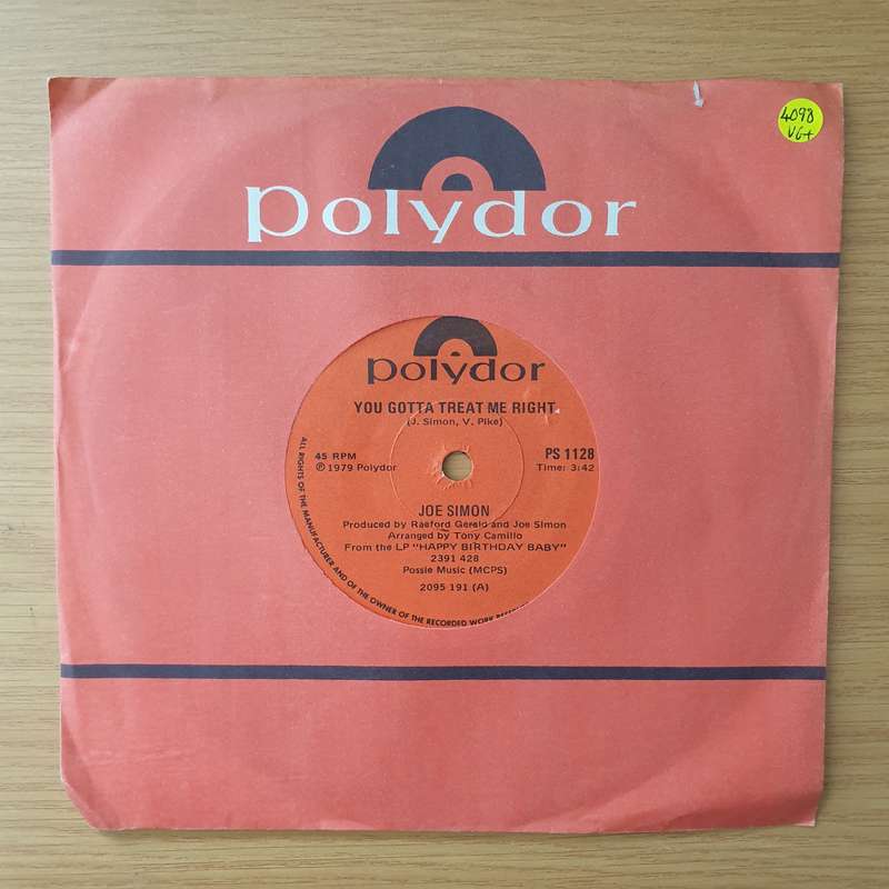 Joe Simon  You Gotta Treat Me Right - Vinyl 7" Record - Very-Good+ Quality (VG+) (verygoodplus)