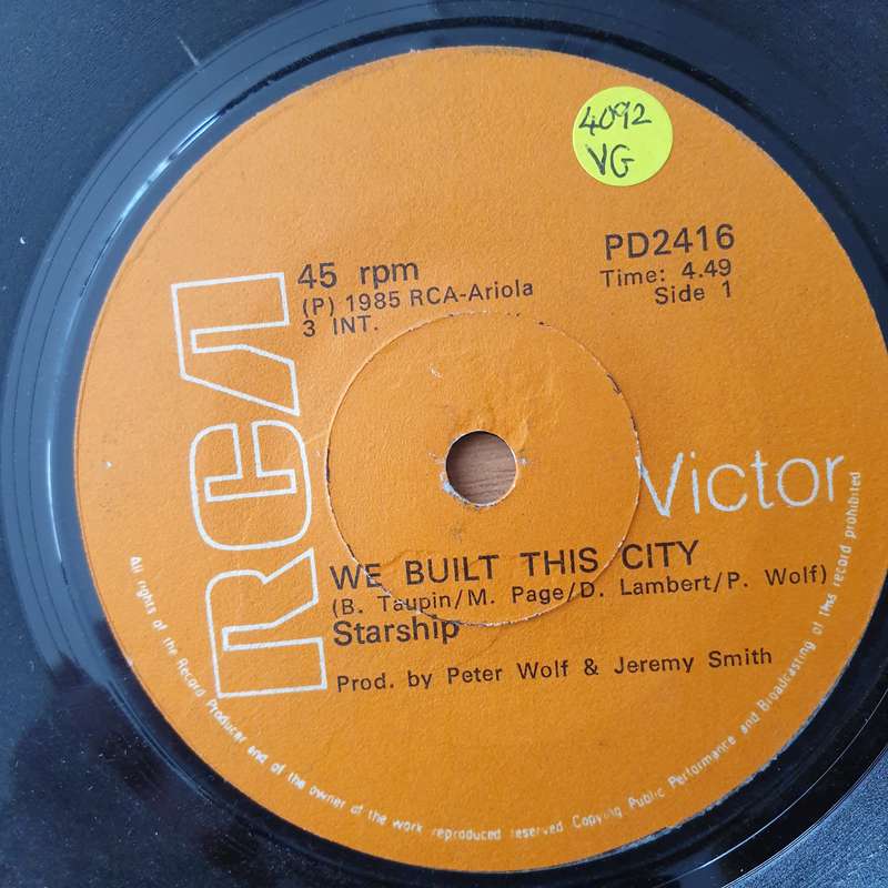 Starship  We Built This City - Vinyl 7" Record - Very-Good Quality (VG) (vgood)