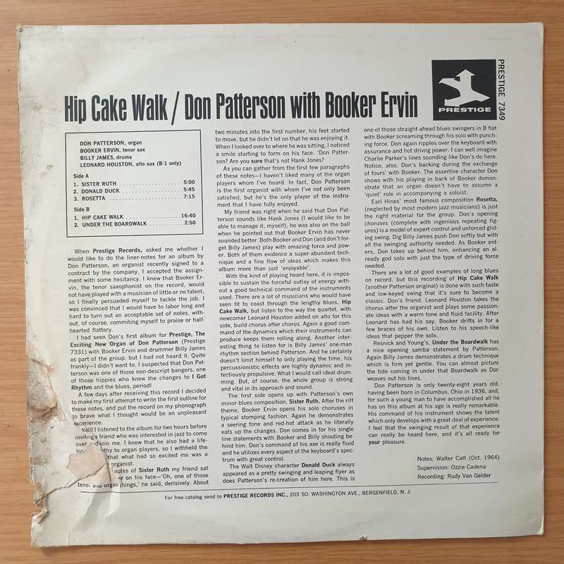 Don Patterson With Booker Ervin  Hip Cake Walk - Vinyl LP Record  (VG+)