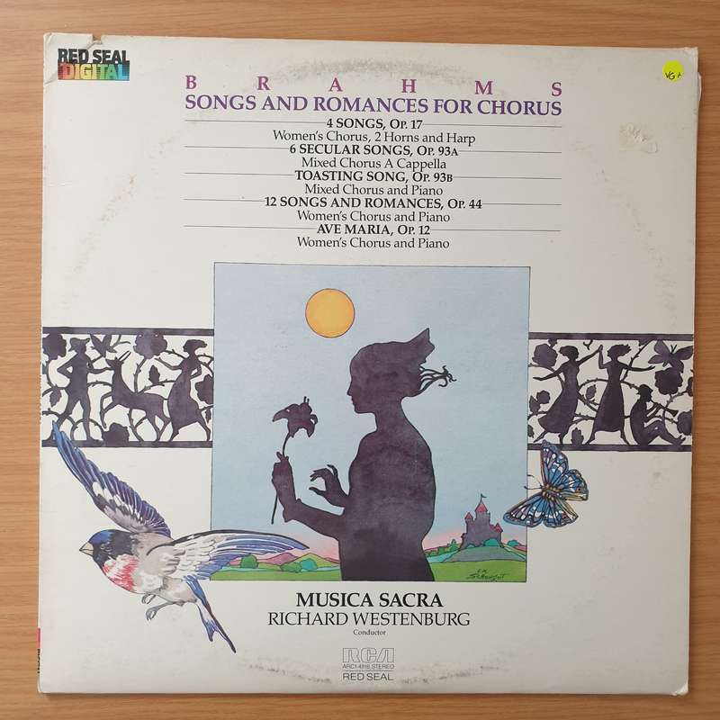 Brahms, Musica Sacra, Richard Westenburg  Songs And Romances For Chorus - Vinyl LP Record - Ve...