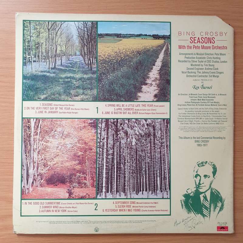 Bing Crosby With The Pete Moore Orchestra  Seasons - Vinyl LP Record - Very-Good+ Quality (VG+...