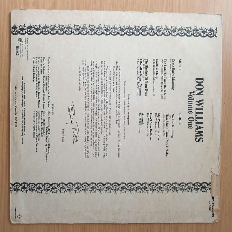 Don Williams  Volume One - Vinyl LP Record - Very-Good+ Quality (VG+) (verygoodplus)