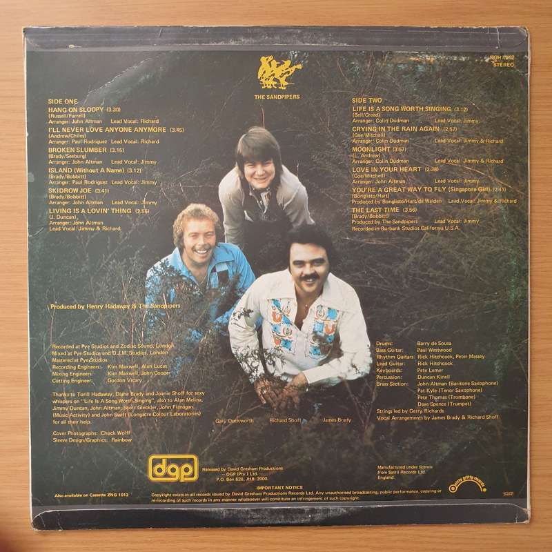 The Sandpipers  Overdue - Vinyl LP Record - Very-Good+ Quality (VG+) (verygoodplus)