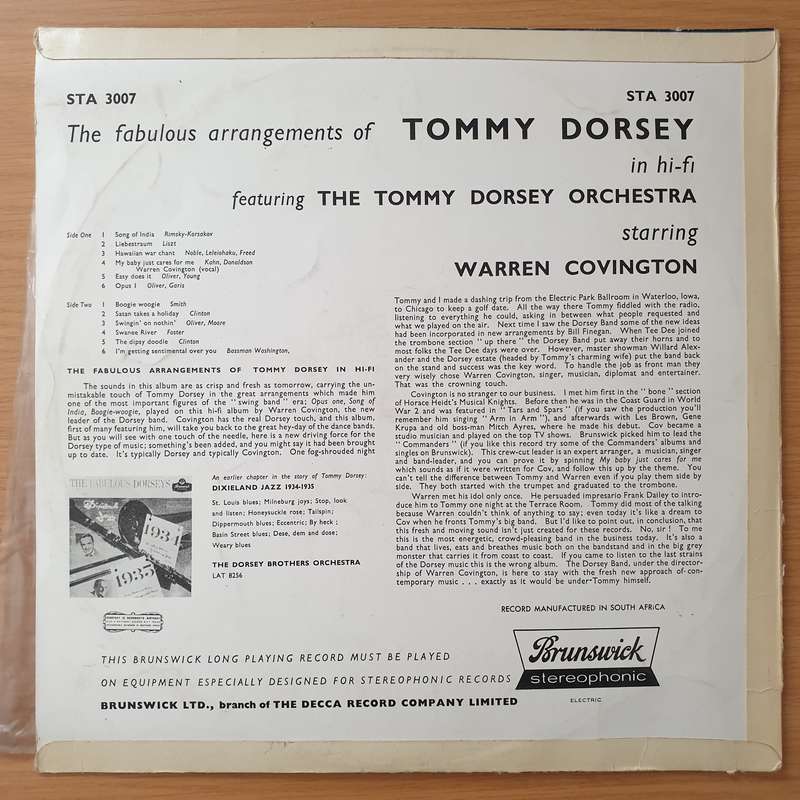 The Tommy Dorsey Orchestra Starring Warren Covington  The Fabulous Arrangements Of Tommy Dorse...