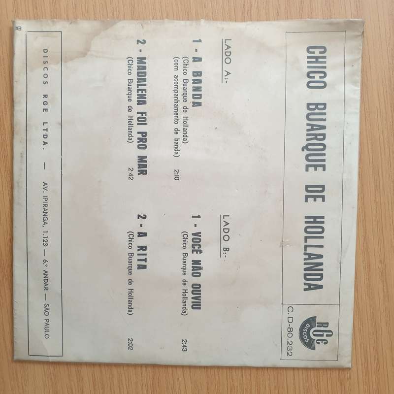 Chico Buarque De Hollanda  A Banda / Madalena Foi Pro Mar / Você Não Ouviu / A Rita - Vinyl ...