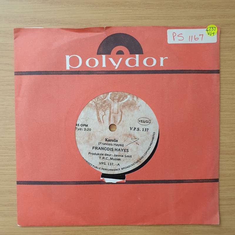 Francois Hayes  Karolis - Vinyl 7" Record - Very-Good+ Quality (VG+) (verygoodplus)