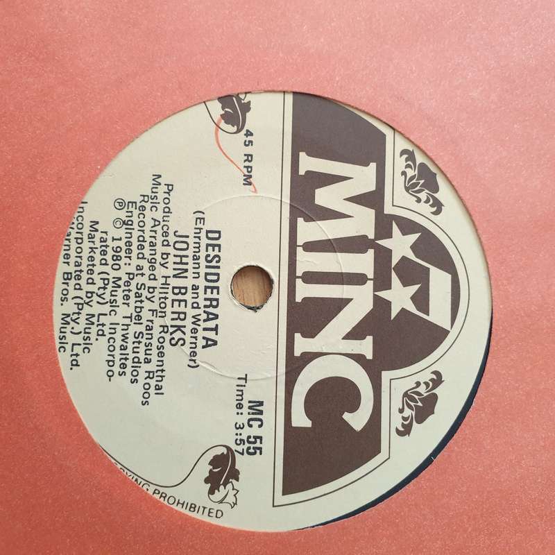John Berks  How Small We Are, How Little We Know - Vinyl 7" Record - Very-Good+ Quality (VG+) ...