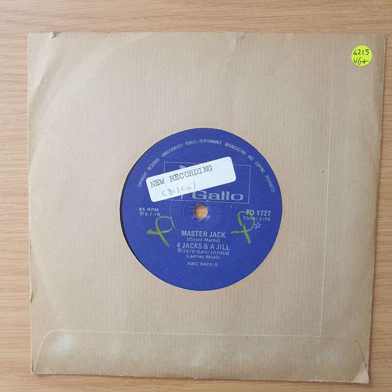 Four Jacks And A Jill  Master Jack / Sweet Sweet Love - Vinyl 7" Record - Very-Good+ Quality (...