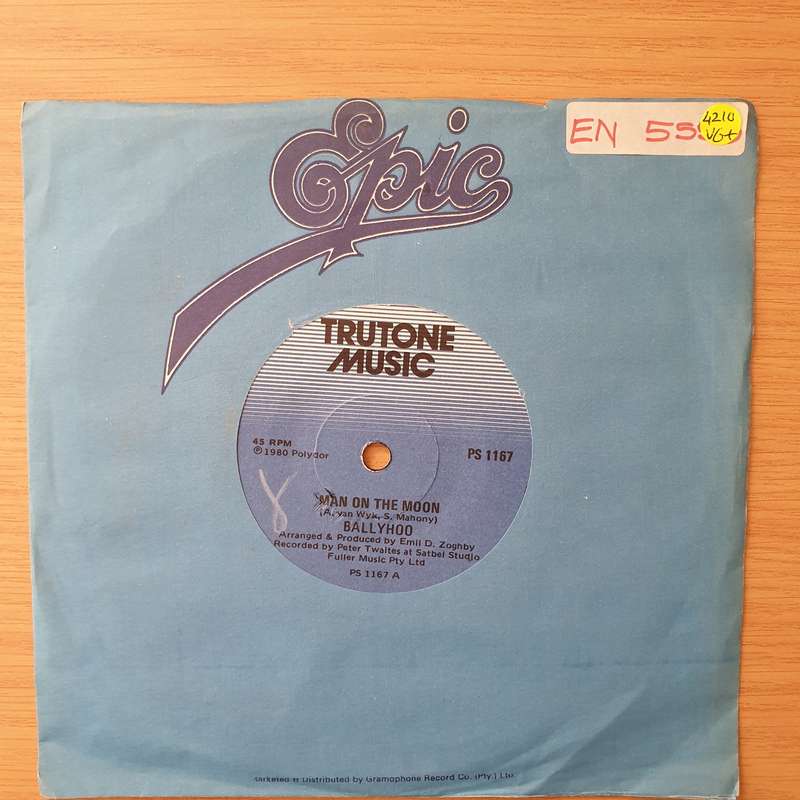 Ballyhoo  Man On The Moon - Vinyl 7" Record - Very-Good+ Quality (VG+) (verygoodplus)