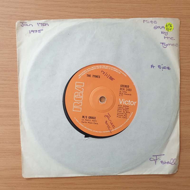 The Tymes  M/s Grace - Vinyl 7" Record - Very-Good+ Quality (VG+) (verygoodplus)