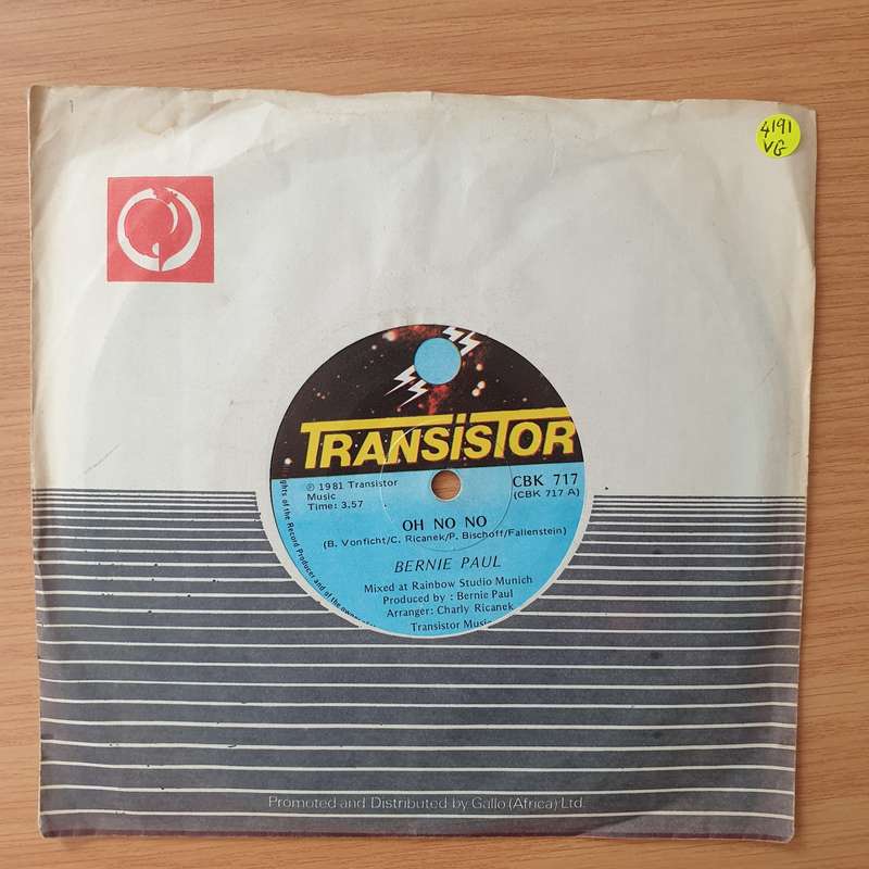 Bernie Paul  Oh No No  - Vinyl 7" Record - Very-Good Quality (VG) (vgood)