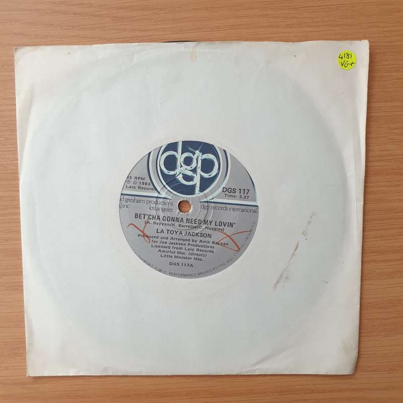 La Toya Jackson  Bet'cha Gonna Need My Lovin' - Vinyl 7" Record - Very-Good+ Quality (VG+) (ve...