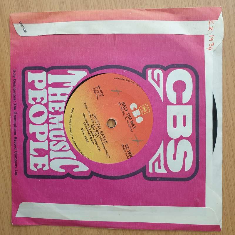 Crystal Gayle  Half The Way - Vinyl 7" Record - Very-Good+ Quality (VG+) (verygoodplus)