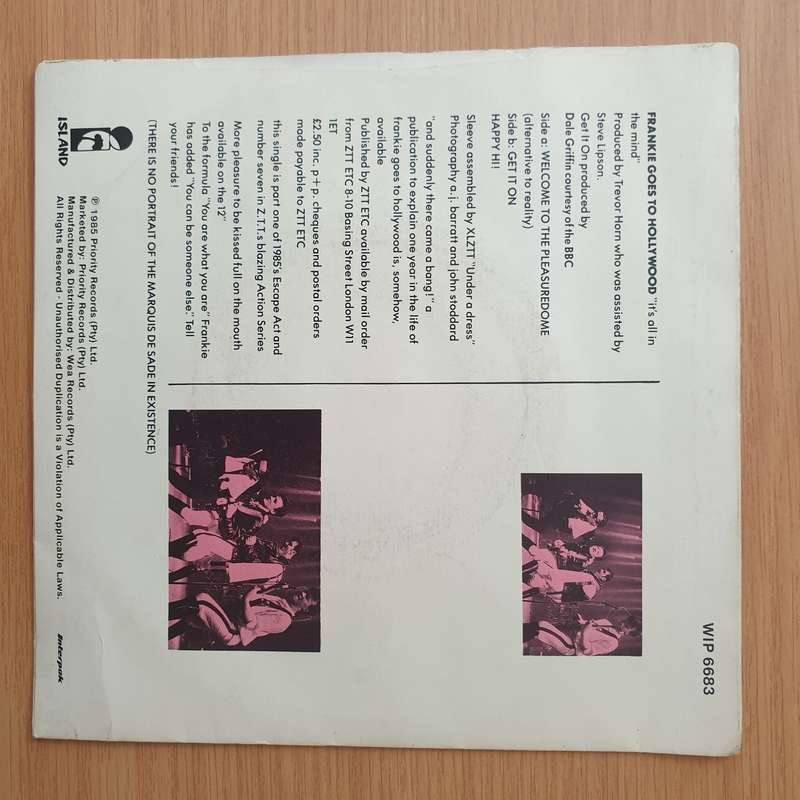 Frankie Goes To Hollywood  Welcome To The Pleasuredome - Vinyl 7" Record - Very-Good+ Quality ...