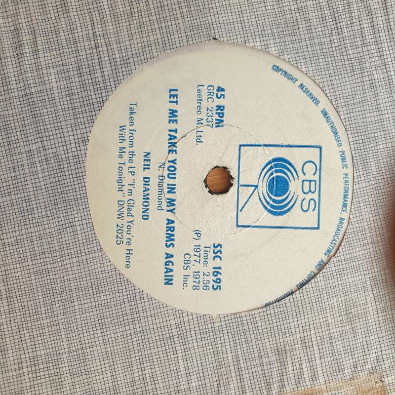 Neil Diamond  I'm Glad You're Here With Me Tonight (Rhodesia) - Vinyl 7" Record - Very-Good+ Q...