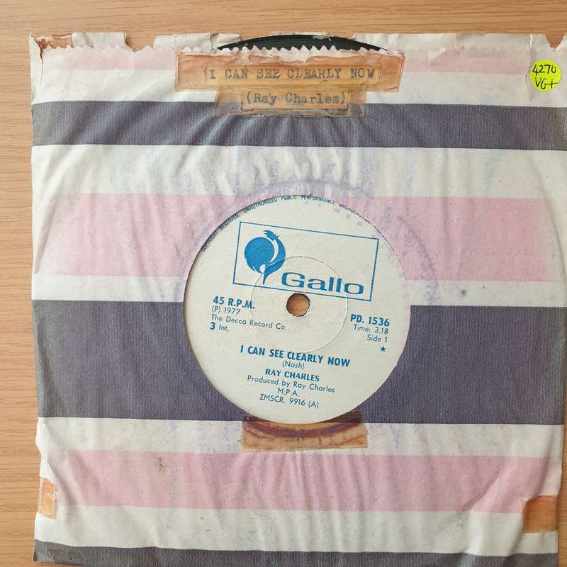 Ray Charles  I Can See Clearly Now (Rhodesia) - Vinyl 7" Record - Very-Good+ Quality (VG+) (ve...