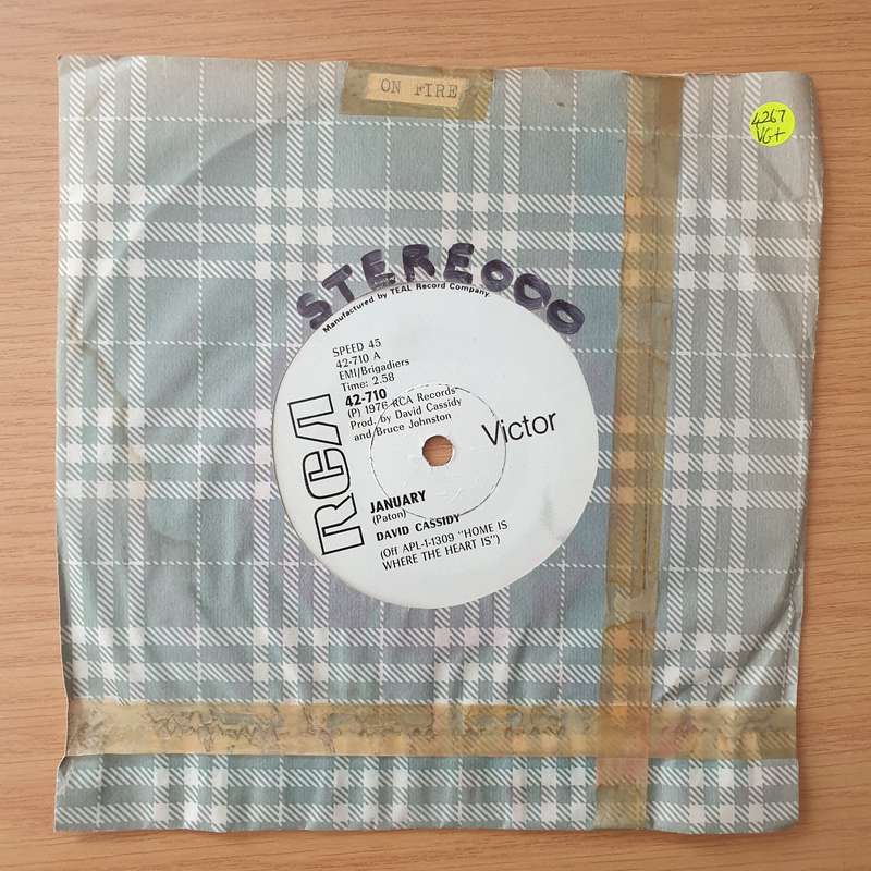 David Cassidy  January (Rhodesia) - Vinyl 7" Record - Very-Good+ Quality (VG+) (verygoodplus)