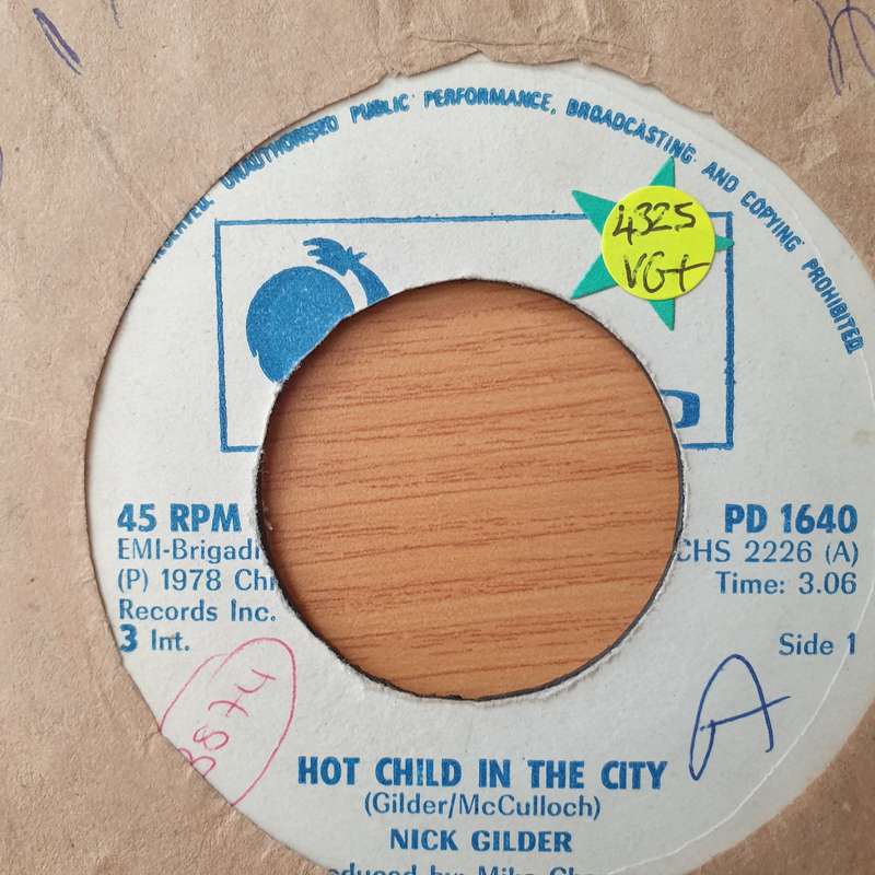 Nick Gilder  Hot Child In The City (Rhodesia) - Vinyl 7" Record - Very-Good+ Quality (VG+) (ve...