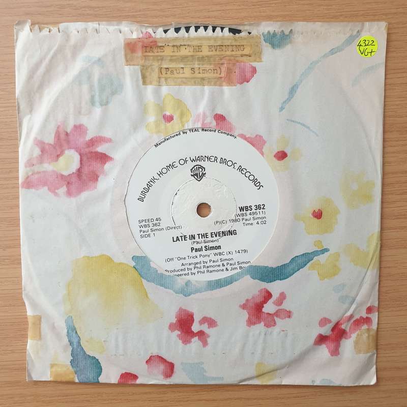 Paul Simon  Late In The Evening (Rhodesia)- Vinyl 7" Record - Very-Good+ Quality (VG+) (verygo...