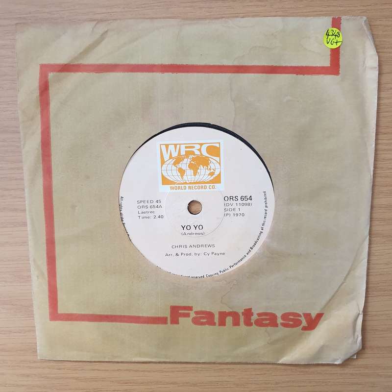 Chris Andrews  Yo Yo - Vinyl 7" Record - Very-Good+ Quality (VG+) (verygoodplus)